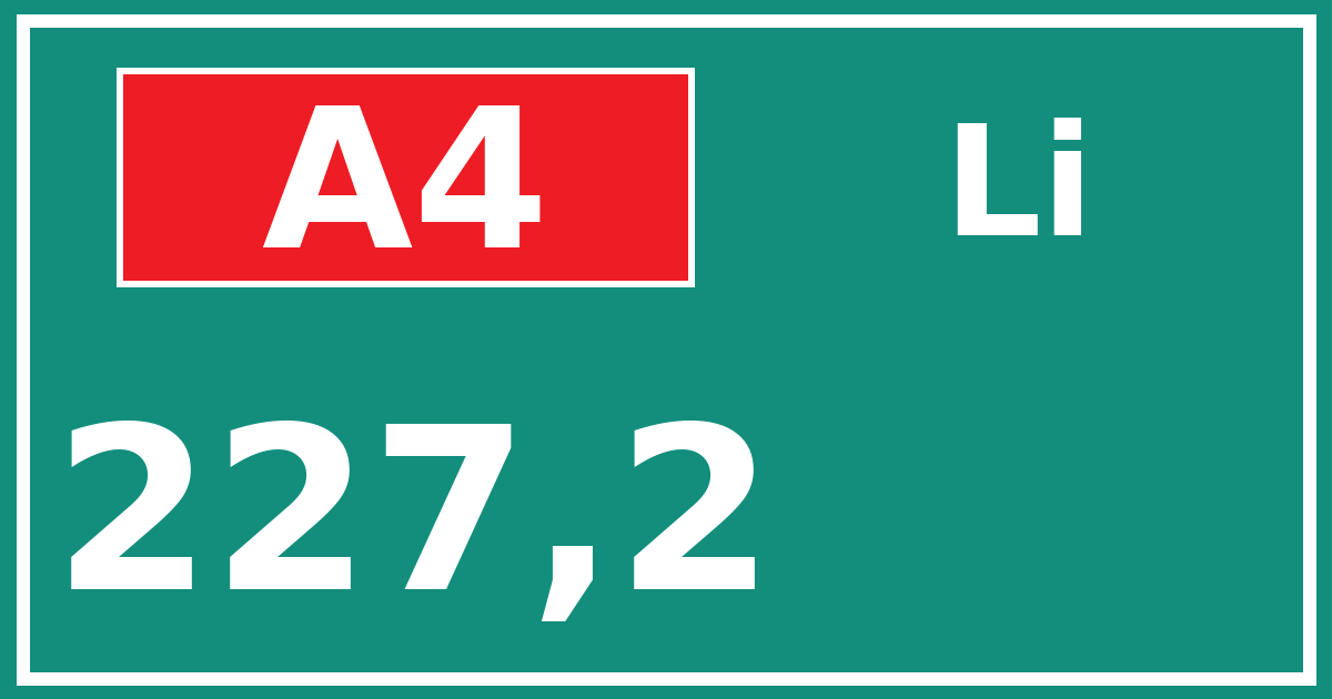 Hectometerbord A4 227,2 zijde Li