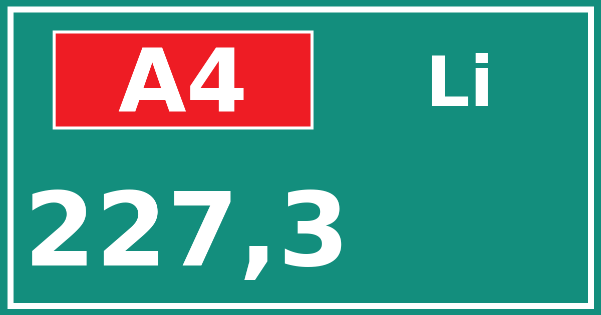 Hectometerbord A4 227,3 zijde Li