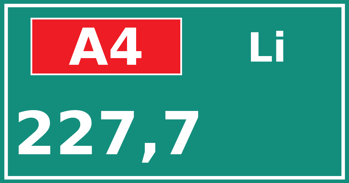 Hectometerbord A4 227,7 zijde Li