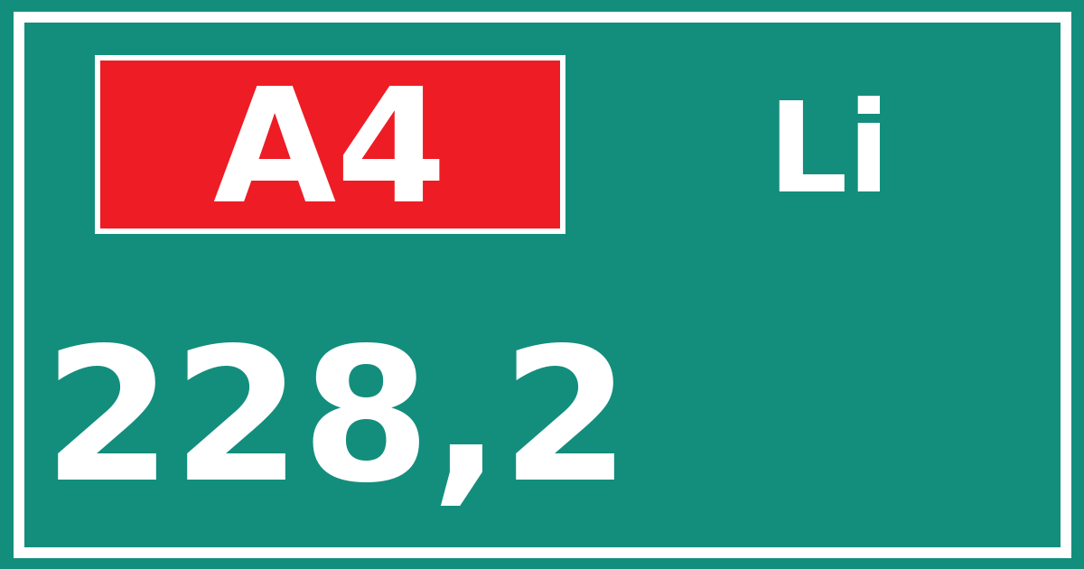 Hectometerbord A4 228,2 zijde Li