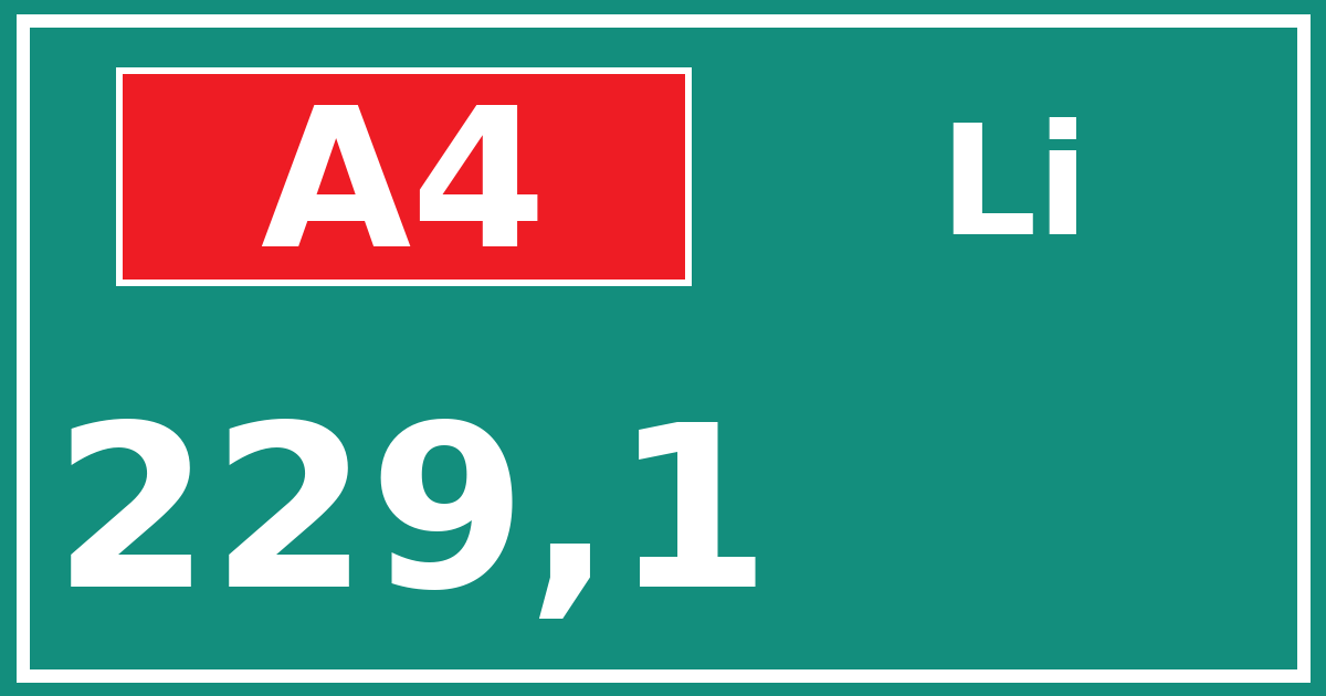Hectometerbord A4 229,1 zijde Li