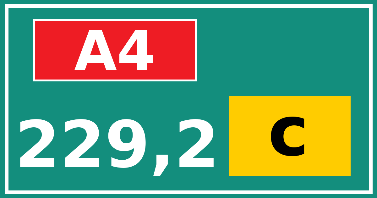 Hectometerbord A4 229,2 letter c