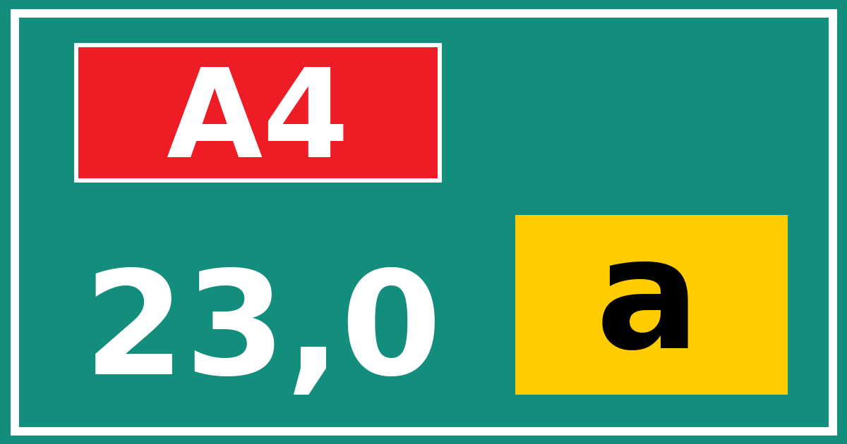 Hectometerbord A4 23,0 letter a