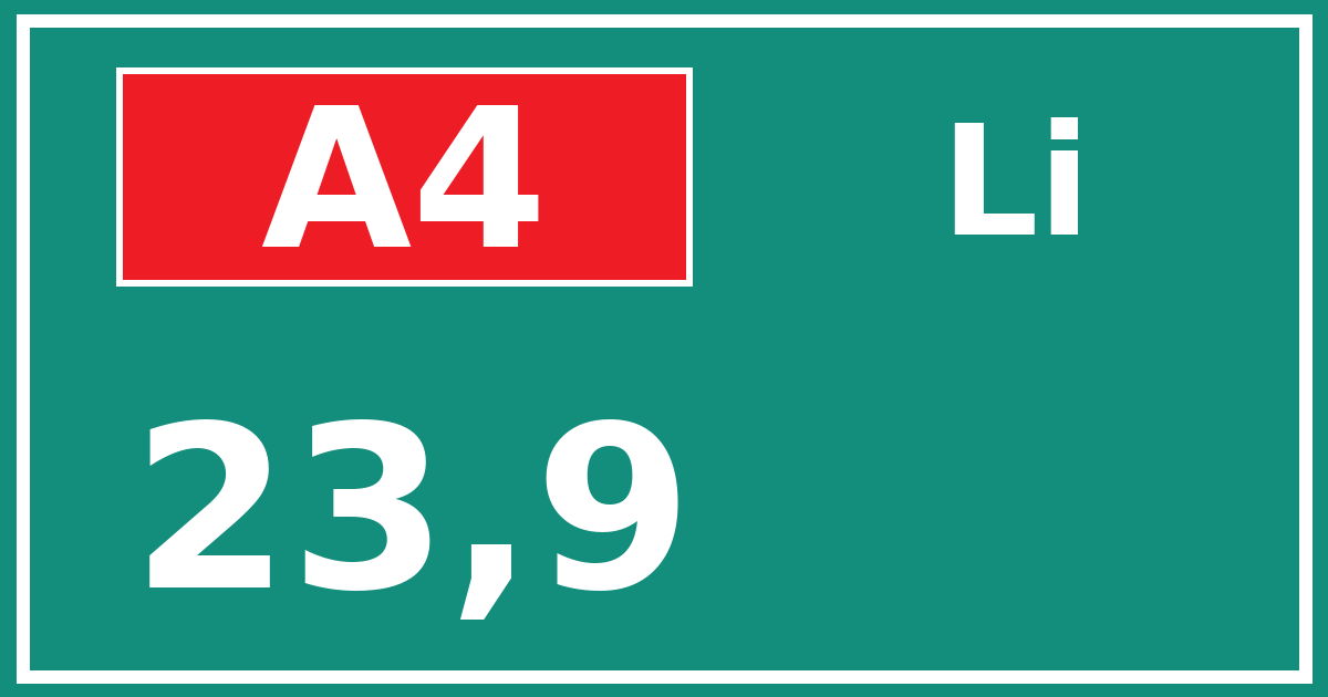 Hectometerbord A4 23,9 zijde Li
