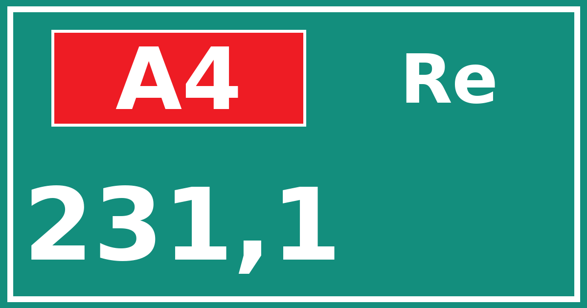 Hectometerbord A4 231,1 zijde Re