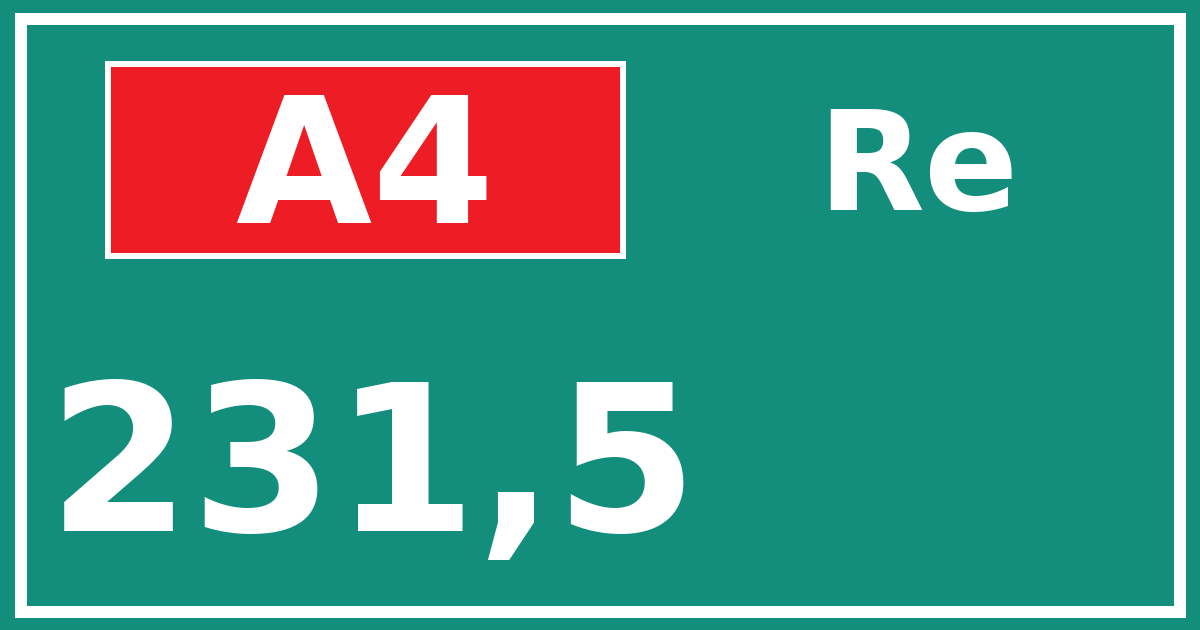 Hectometerbord A4 231,5 zijde Re