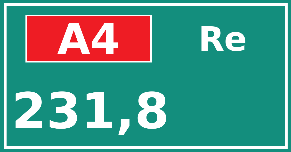 Hectometerbord A4 231,8 zijde Re