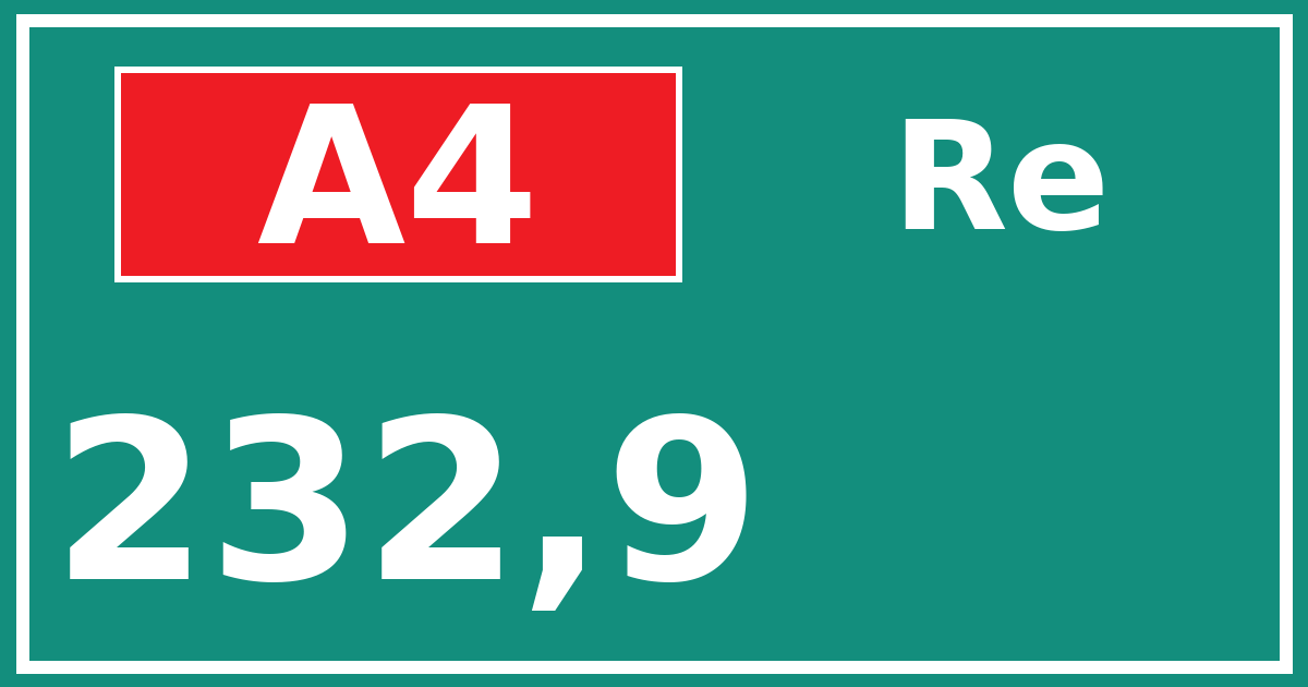 Hectometerbord A4 232,9 zijde Re