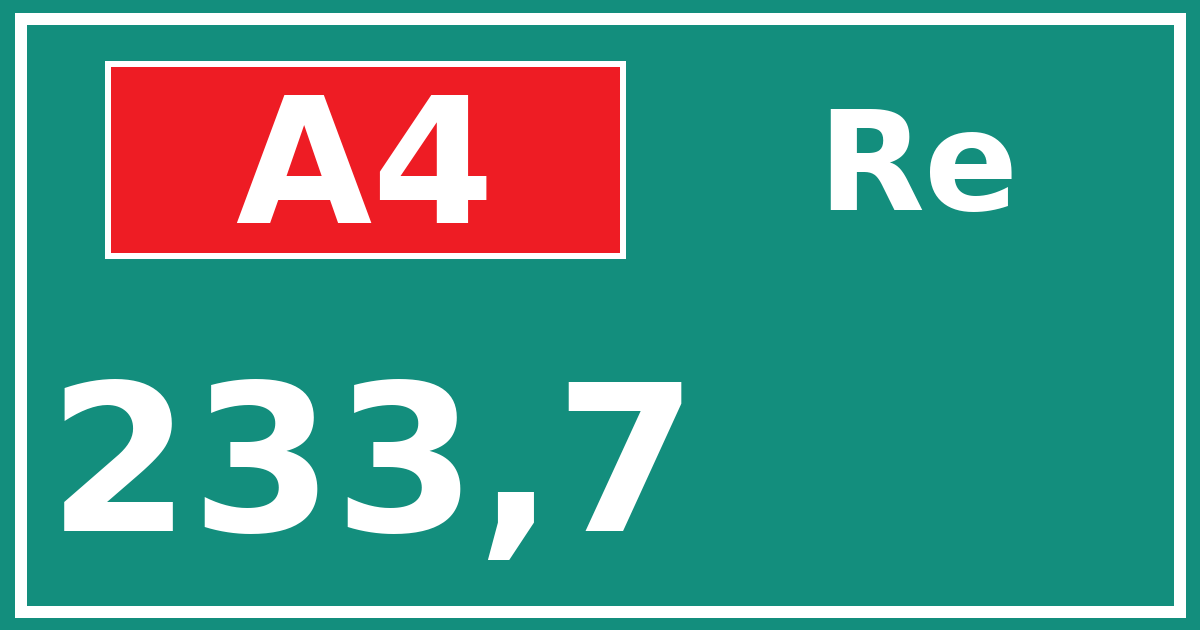 Hectometerbord A4 233,7 zijde Re