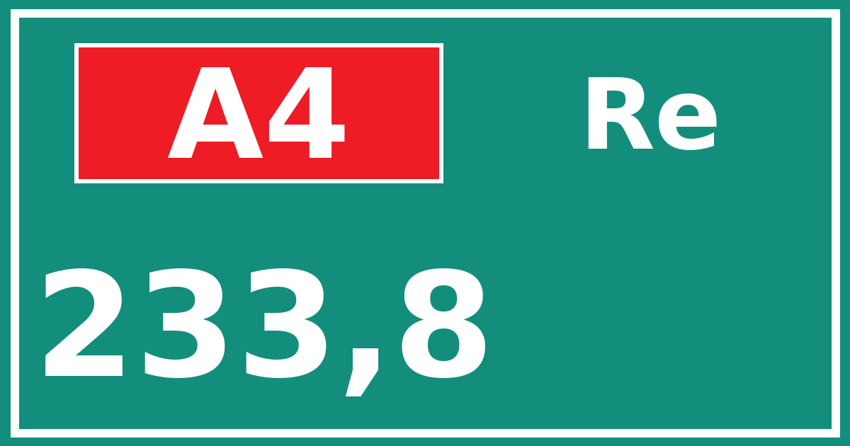 Hectometerbord A4 233,8 zijde Re