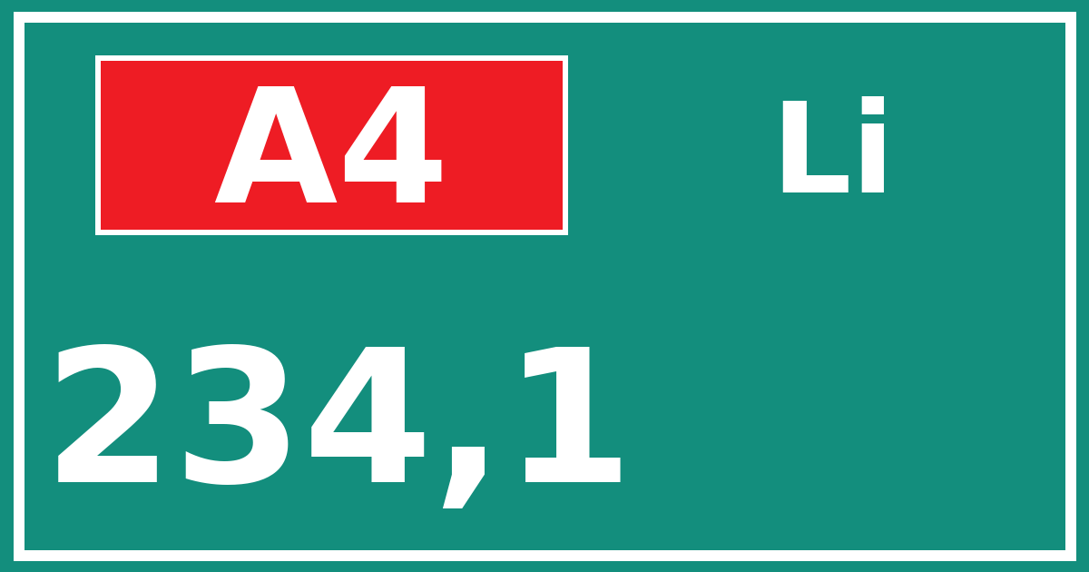 Hectometerbord A4 234,1 zijde Li