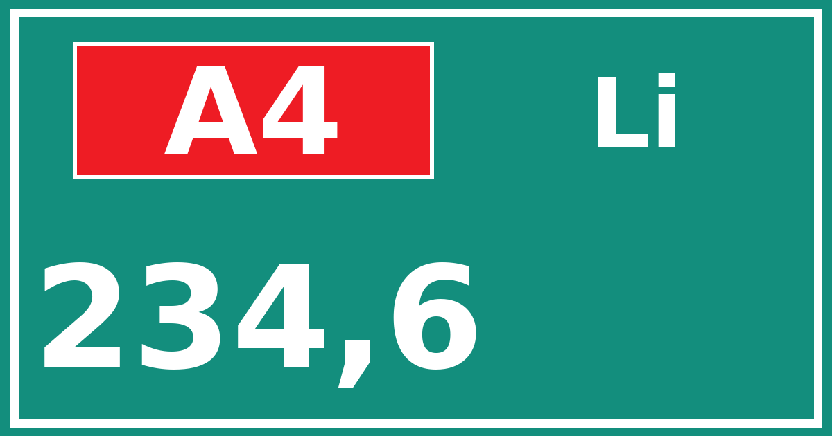 Hectometerbord A4 234,6 zijde Li