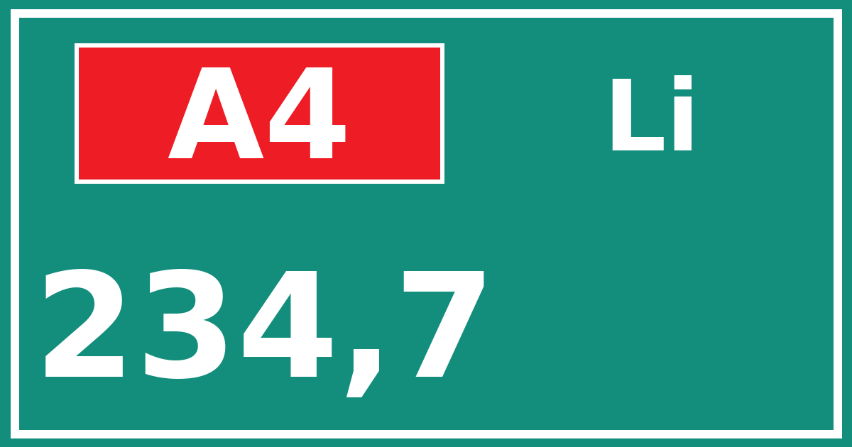 Hectometerbord A4 234,7 zijde Li