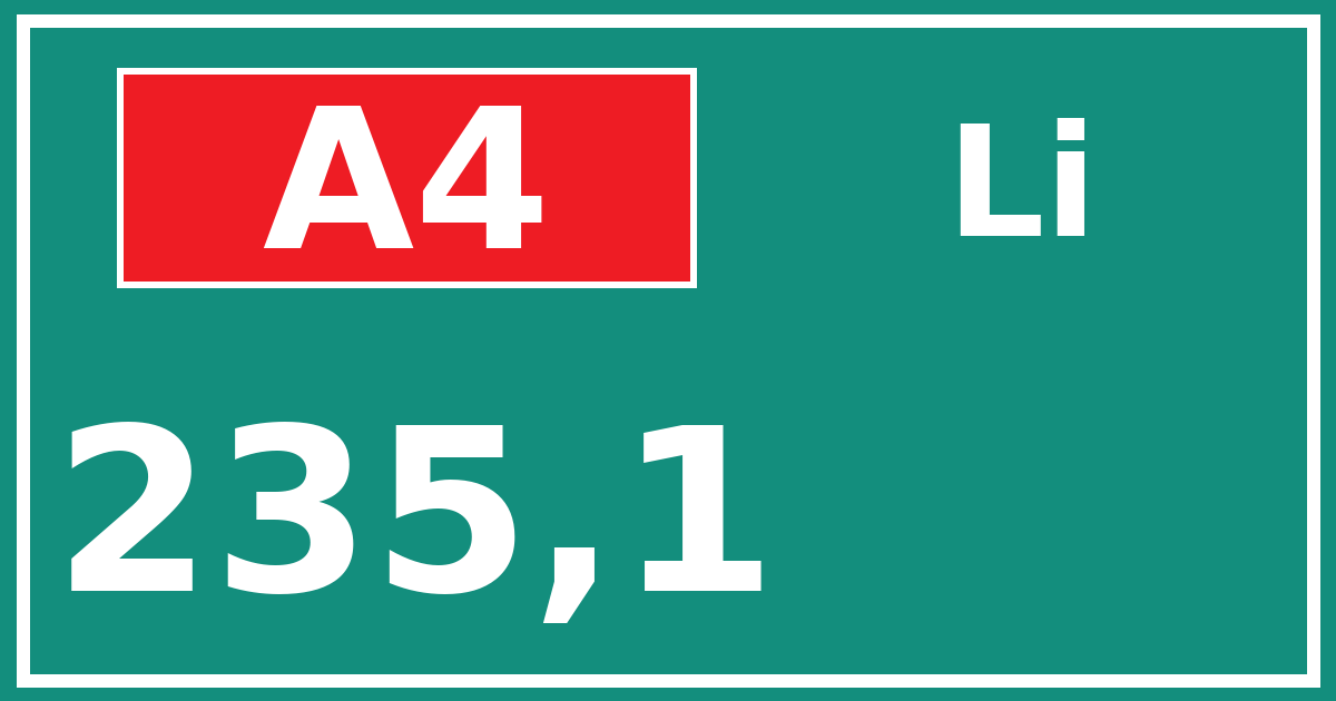 Hectometerbord A4 235,1 zijde Li