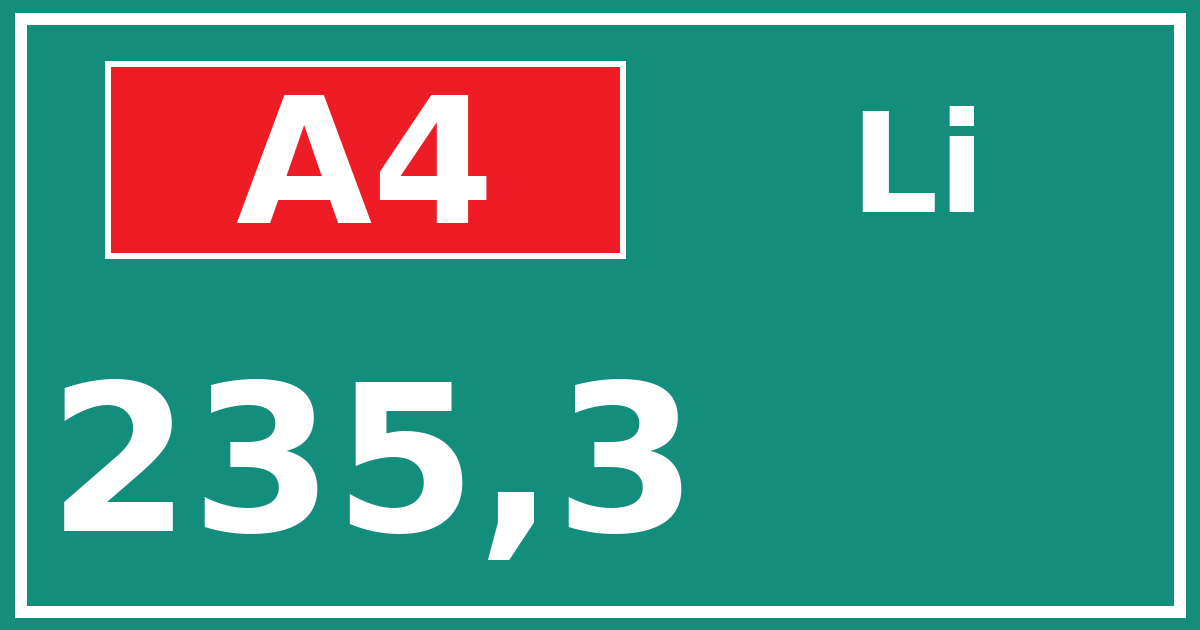 Hectometerbord A4 235,3 zijde Li