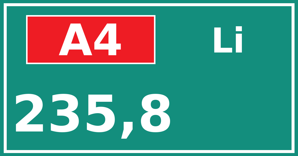 Hectometerbord A4 235,8 zijde Li