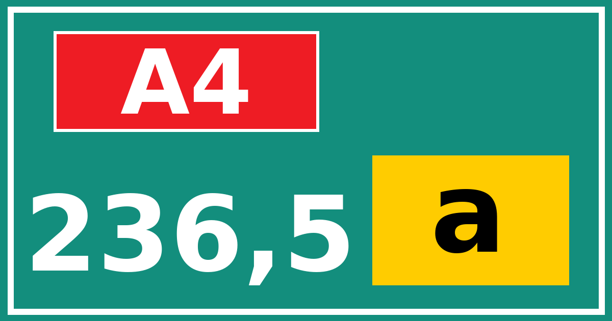 Hectometerbord A4 236,5 letter a