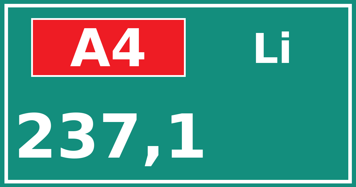 Hectometerbord A4 237,1 zijde Li