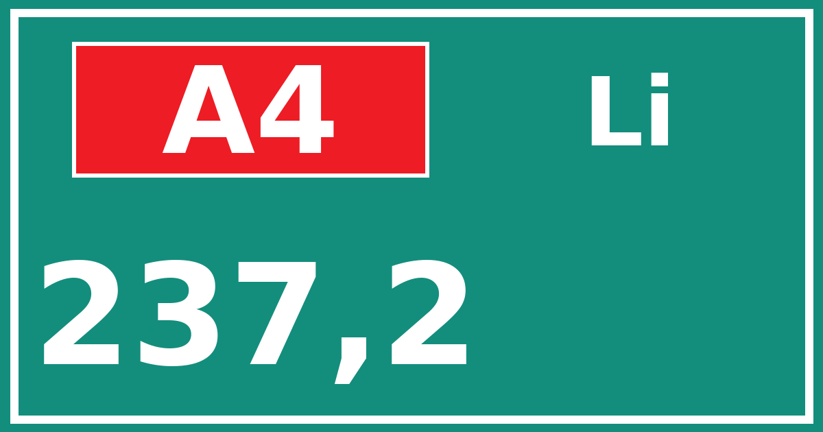 Hectometerbord A4 237,2 zijde Li