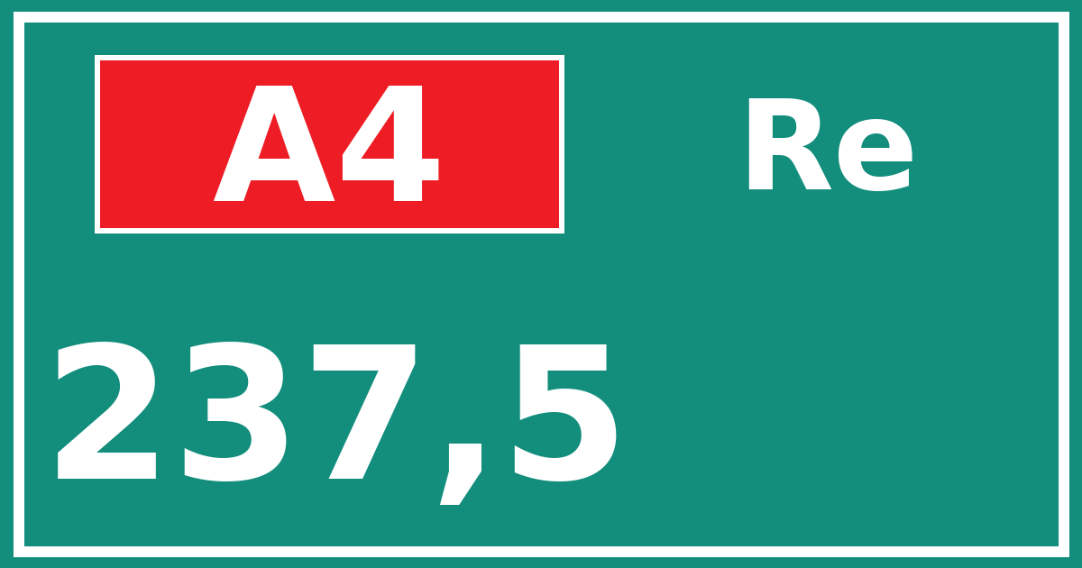 Hectometerbord A4 237,5 zijde Re