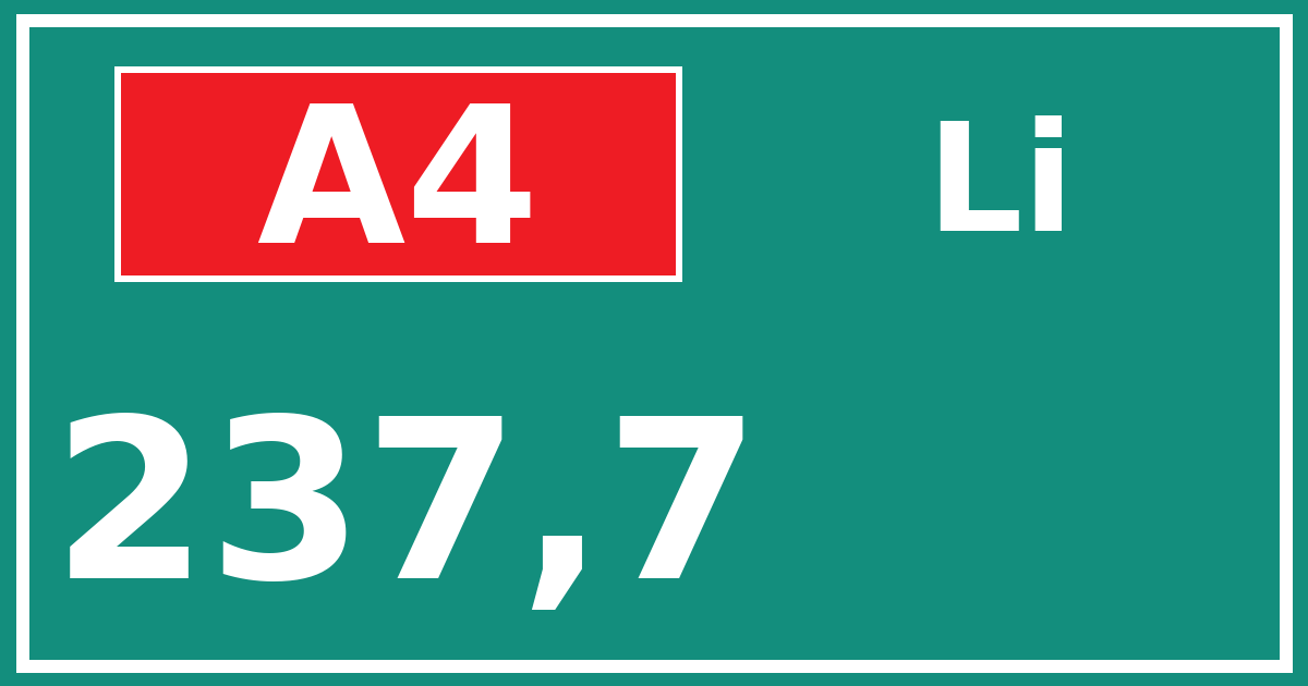 Hectometerbord A4 237,7 zijde Li
