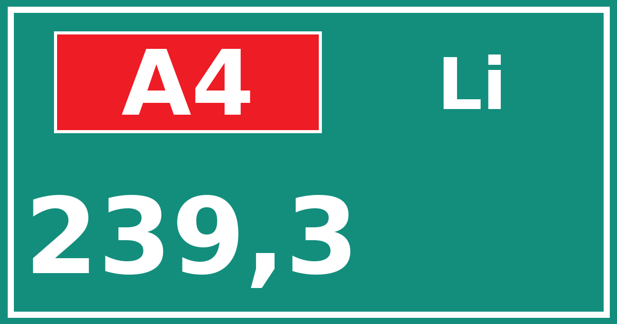 Hectometerbord A4 239,3 zijde Li