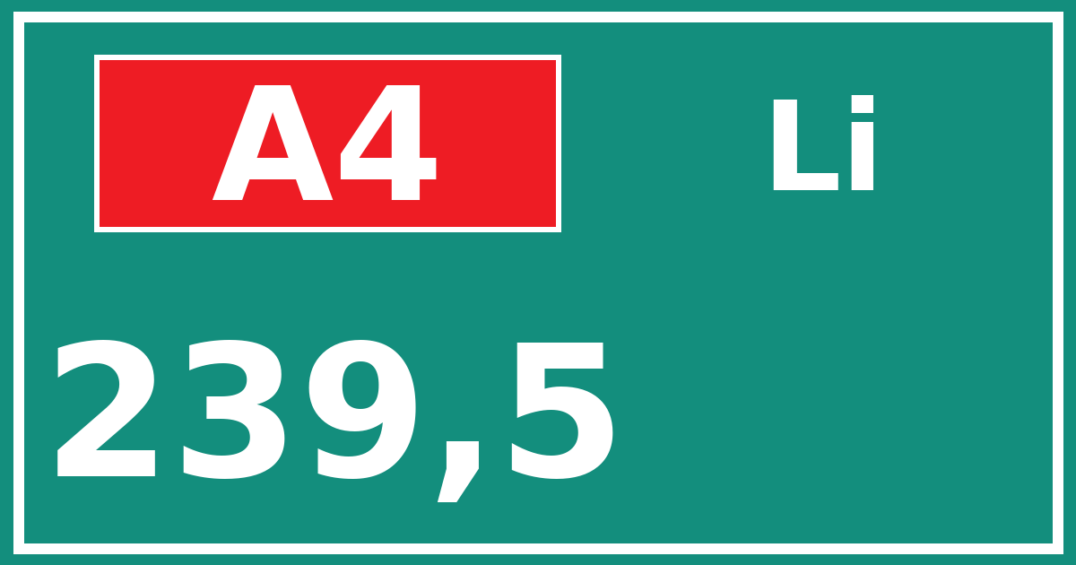 Hectometerbord A4 239,5 zijde Li