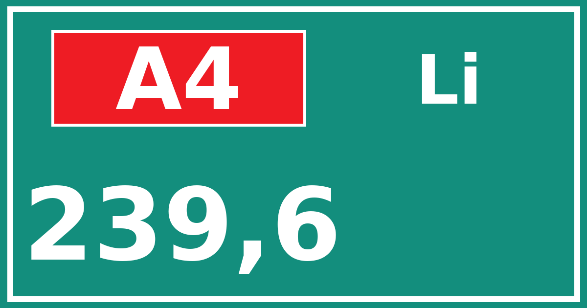 Hectometerbord A4 239,6 zijde Li