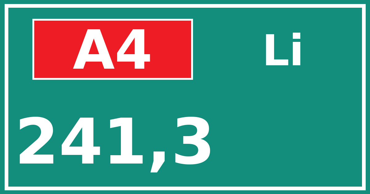 Hectometerbord A4 241,3 zijde Li