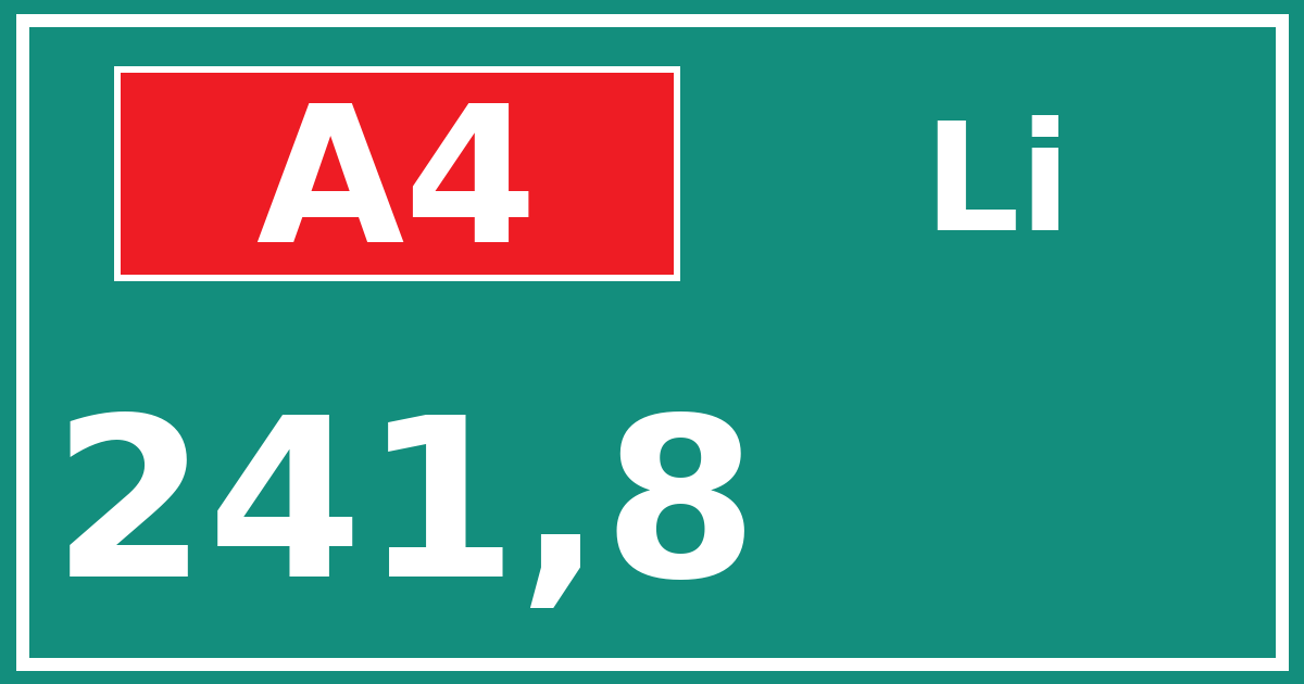 Hectometerbord A4 241,8 zijde Li