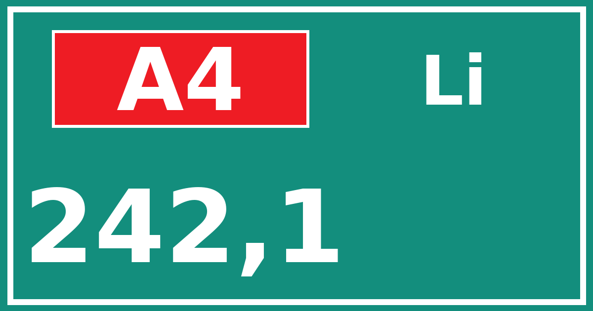 Hectometerbord A4 242,1 zijde Li
