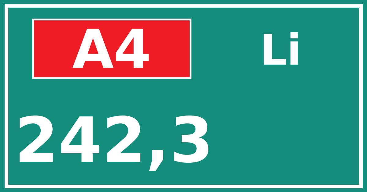 Hectometerbord A4 242,3 zijde Li