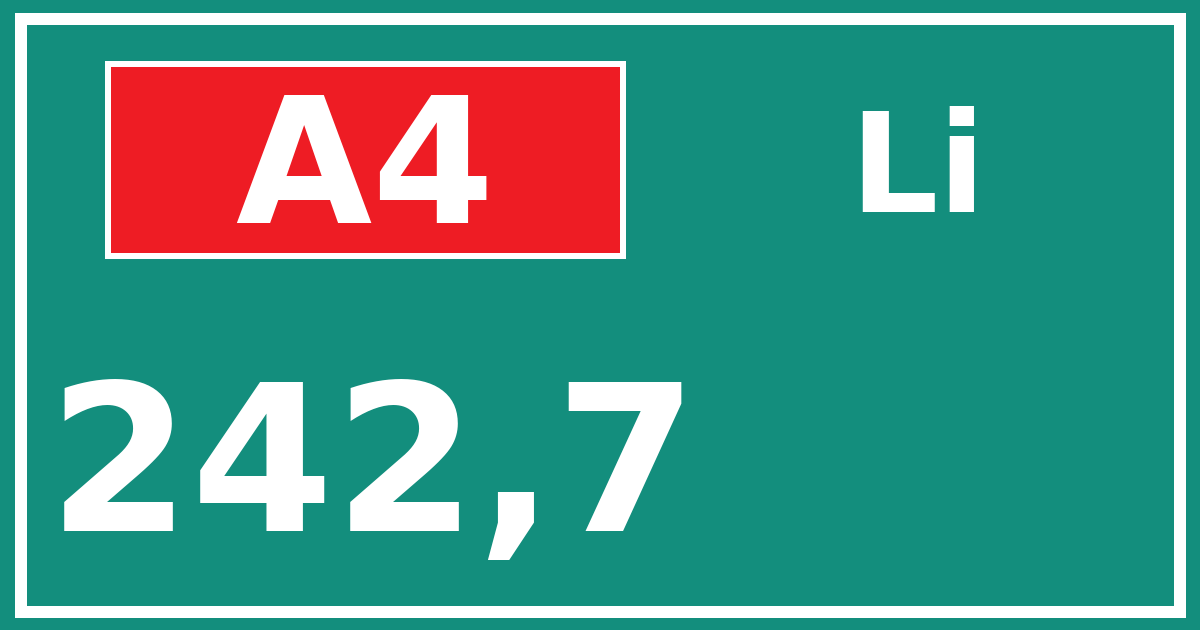 Hectometerbord A4 242,7 zijde Li