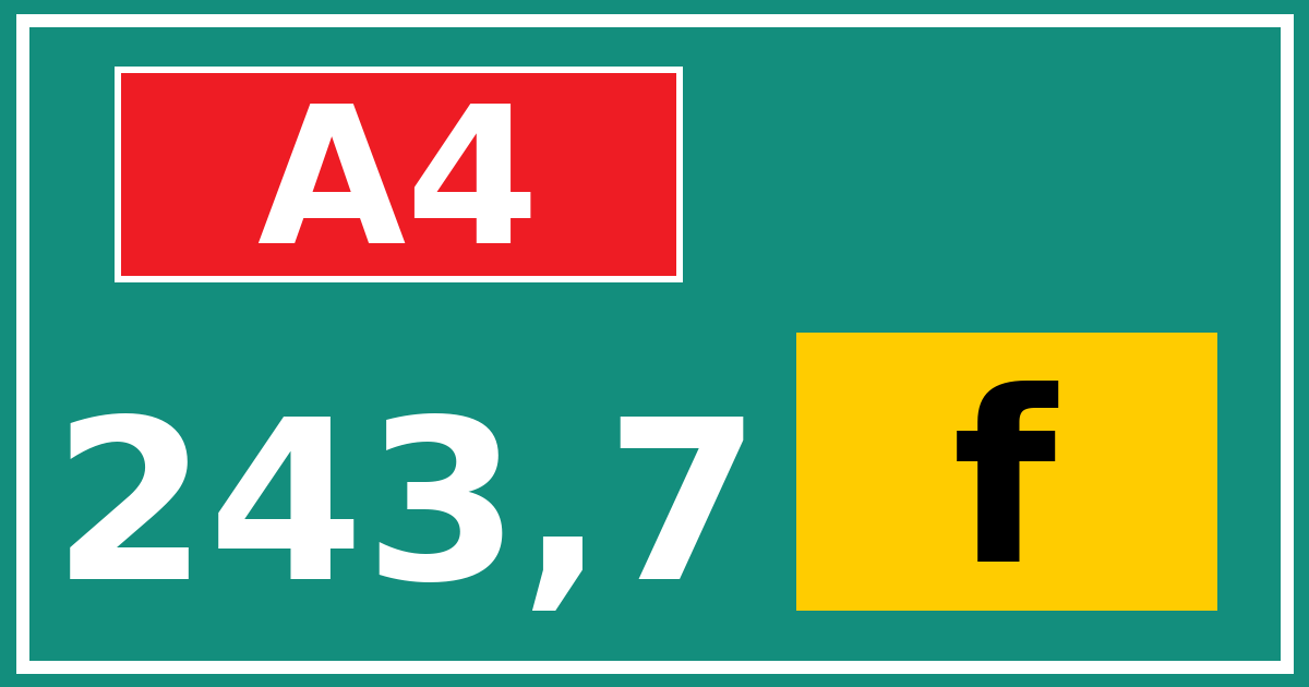 Hectometerbord A4 243,7 letter f