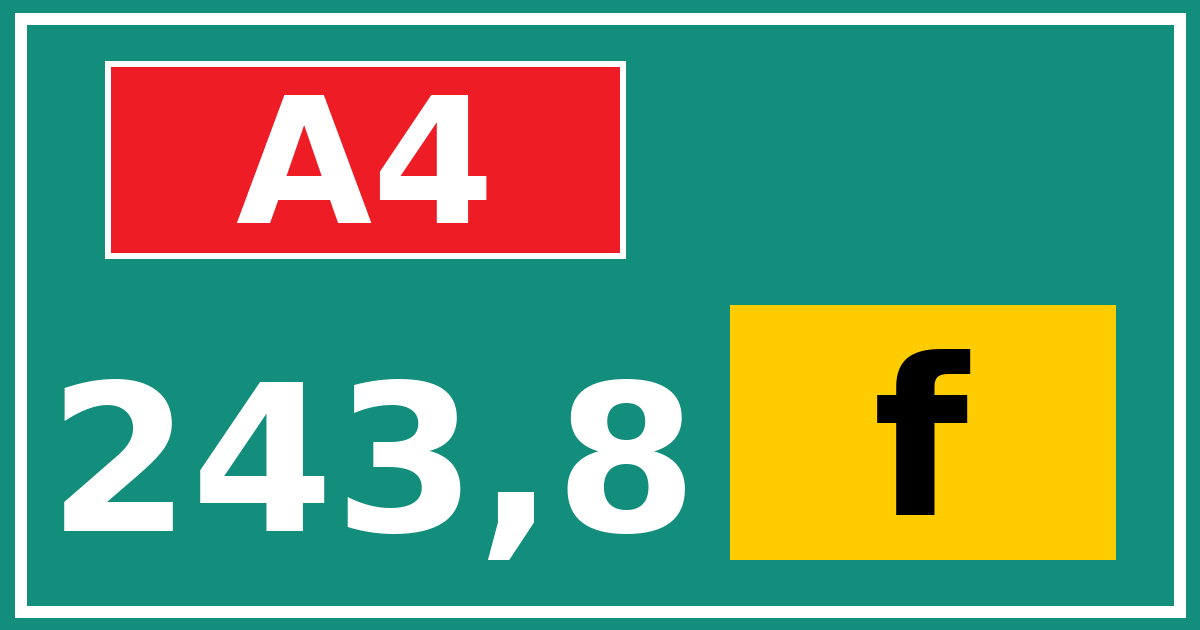 Hectometerbord A4 243,8 letter f