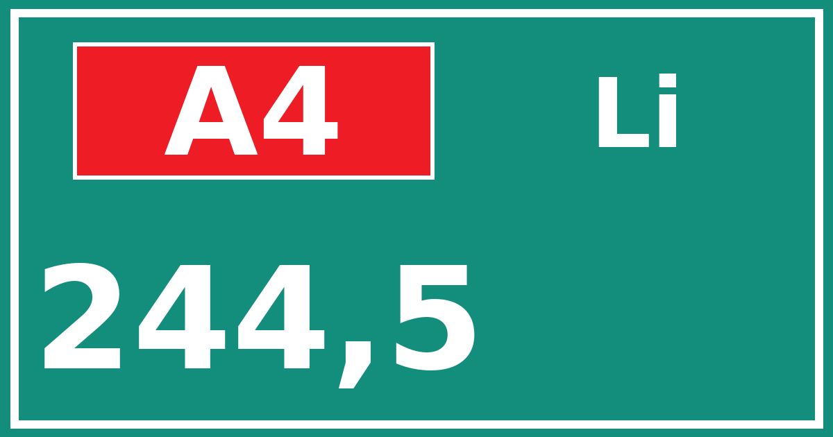 Hectometerbord A4 244,5 zijde Li