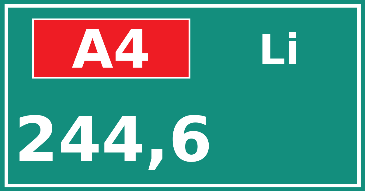 Hectometerbord A4 244,6 zijde Li