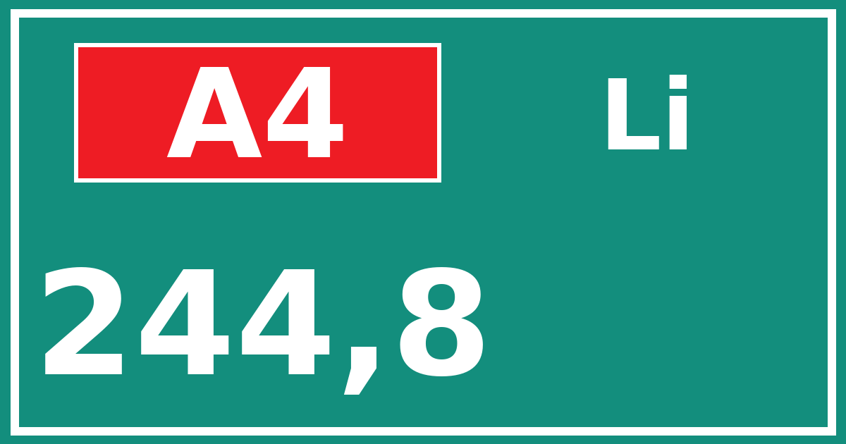 Hectometerbord A4 244,8 zijde Li