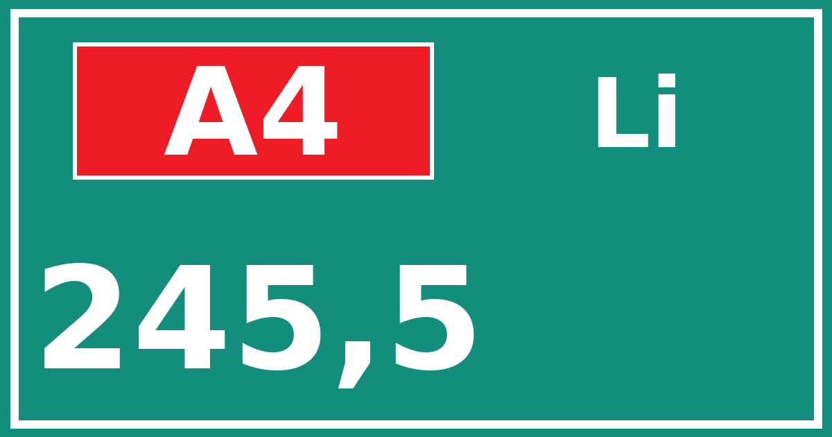 Hectometerbord A4 245,5 zijde Li