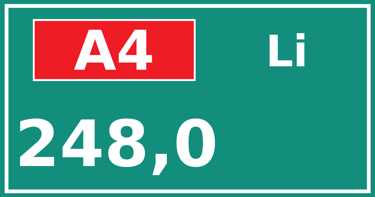 Hectometerbord A4 248,0 zijde Li