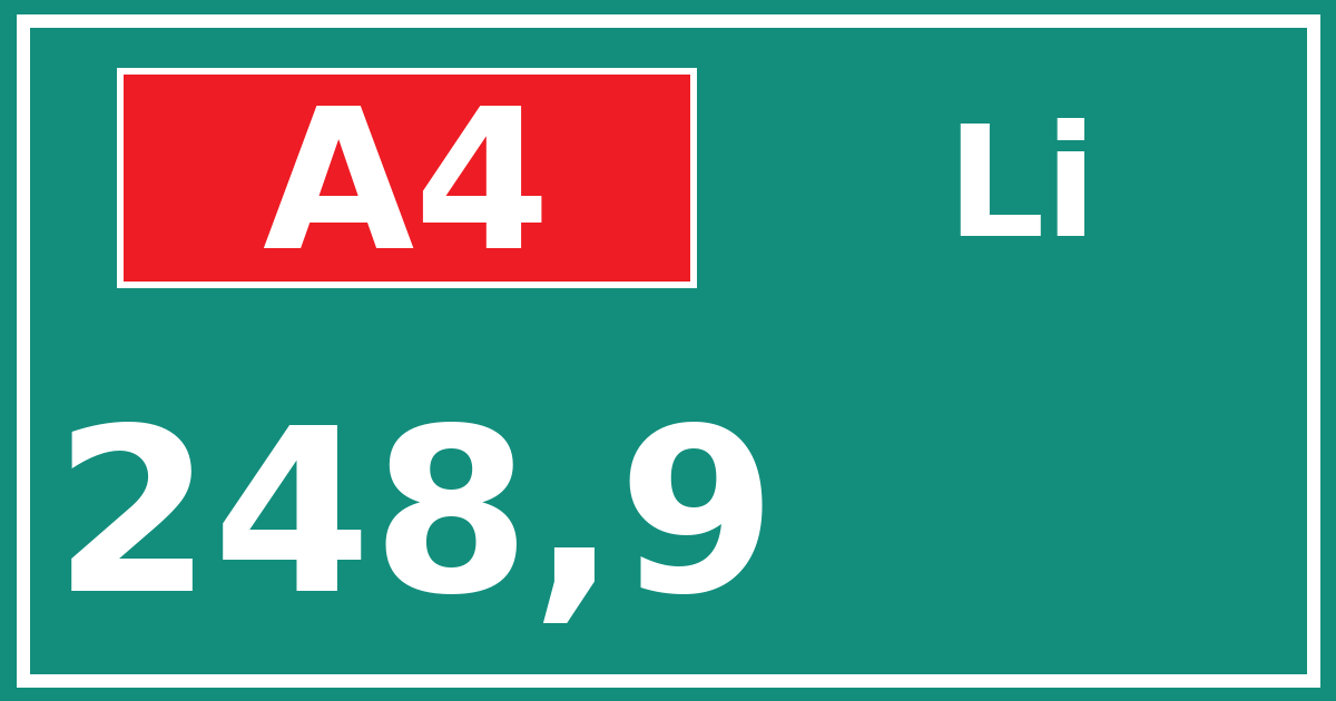 Hectometerbord A4 248,9 zijde Li
