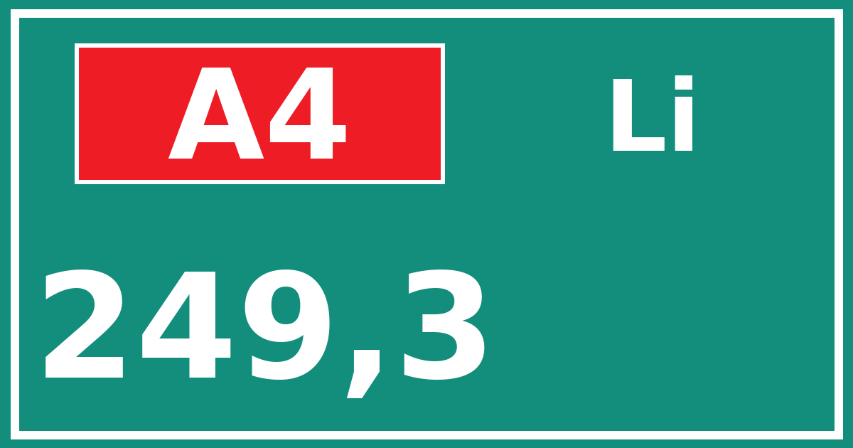 Hectometerbord A4 249,3 zijde Li