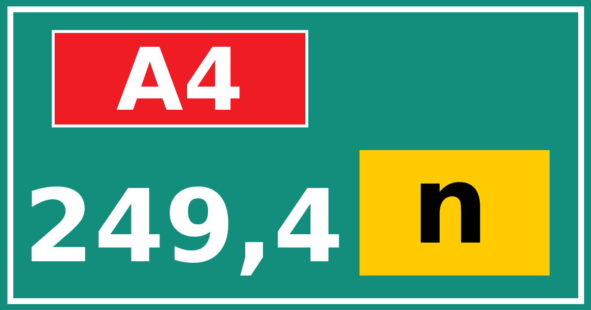Hectometerbord A4 249,4 letter n