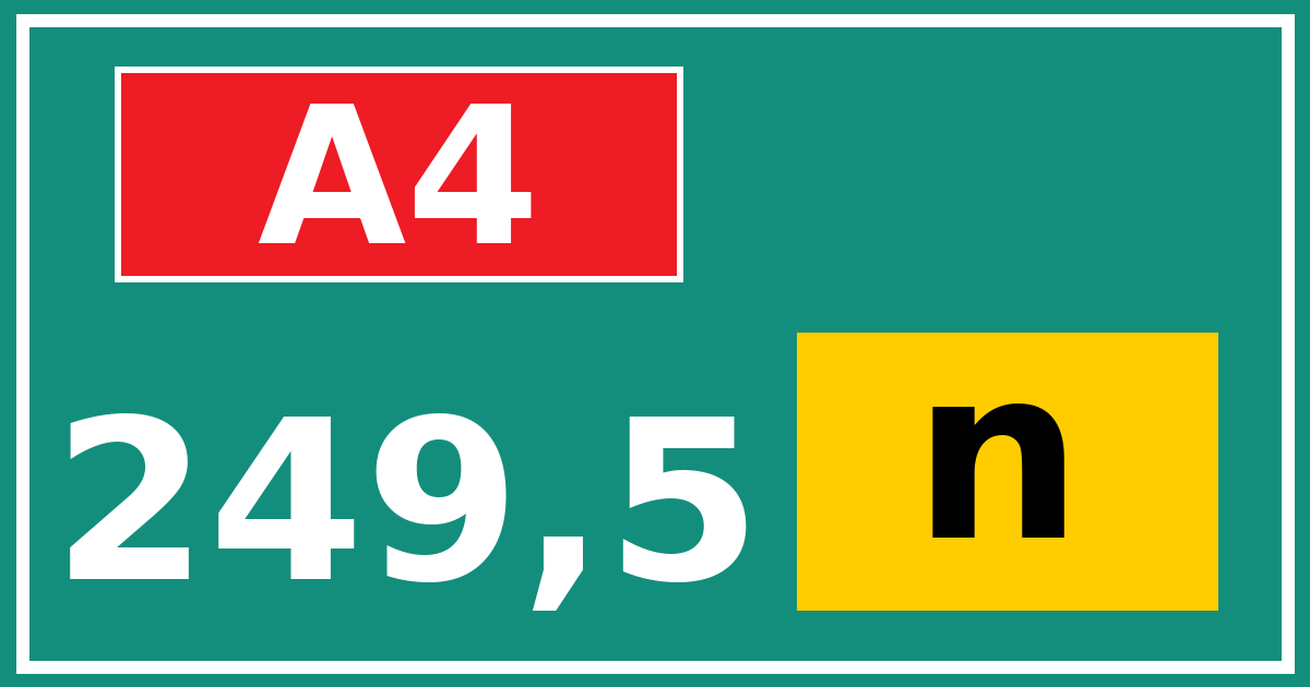 Hectometerbord A4 249,5 letter n