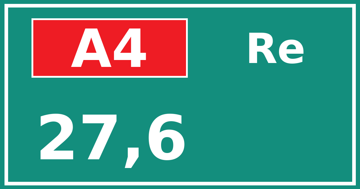 Hectometerbord A4 27,6 zijde Re