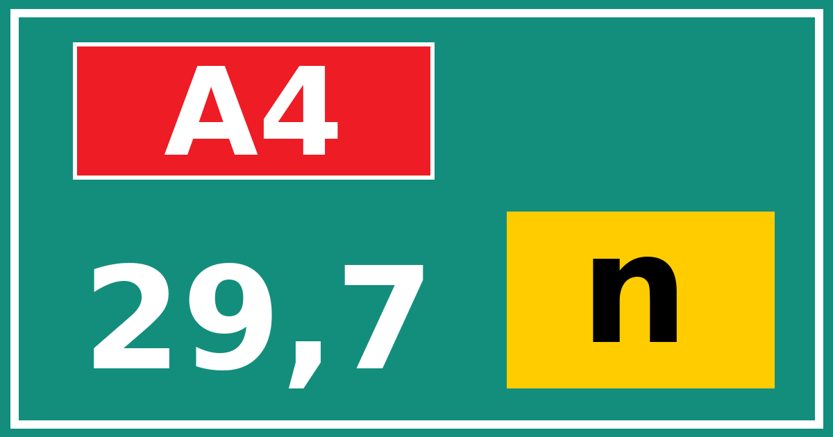 Hectometerbord A4 29,7 letter n