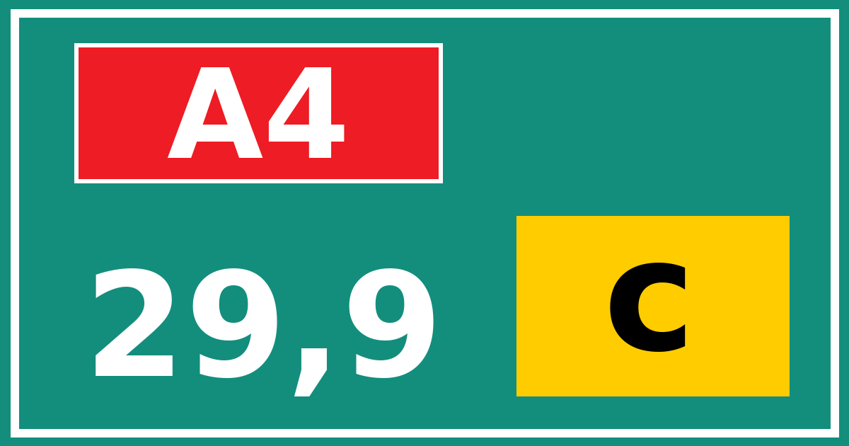 Hectometerbord A4 29,9 letter c