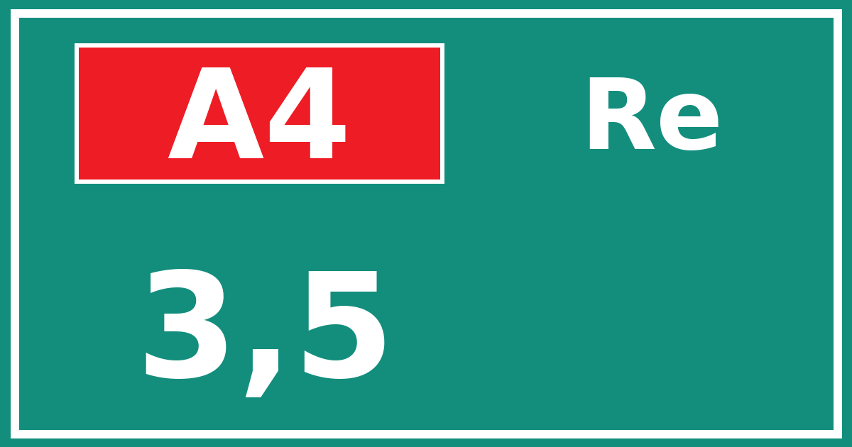 Hectometerbord A4 3,5 zijde Re