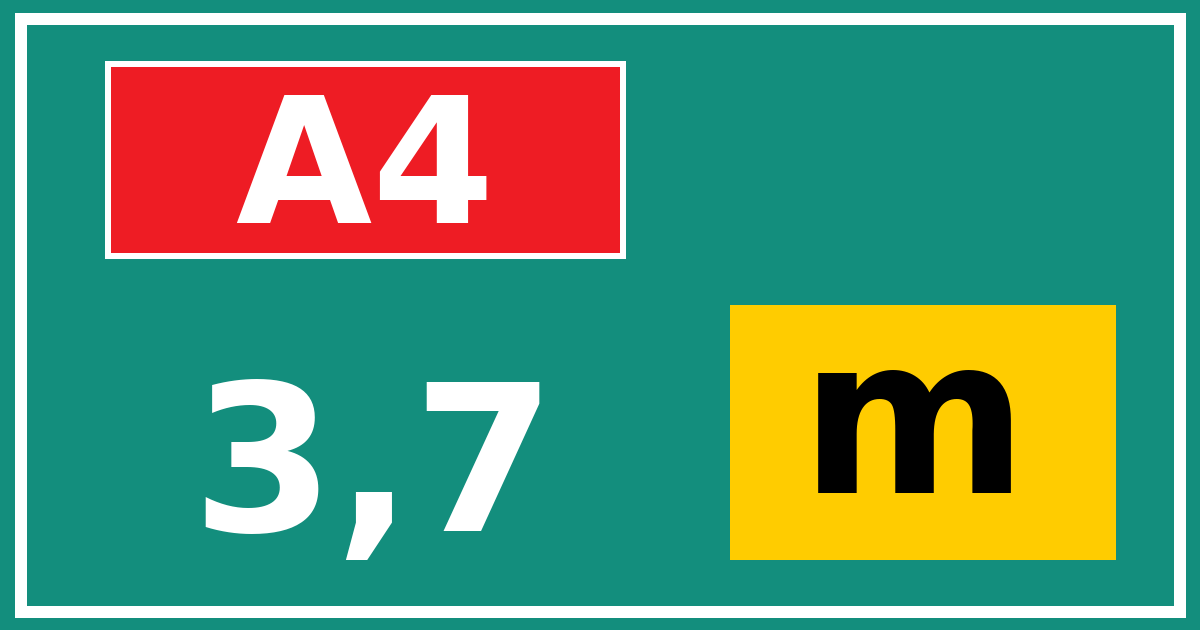 Hectometerbord A4 3,7 letter m