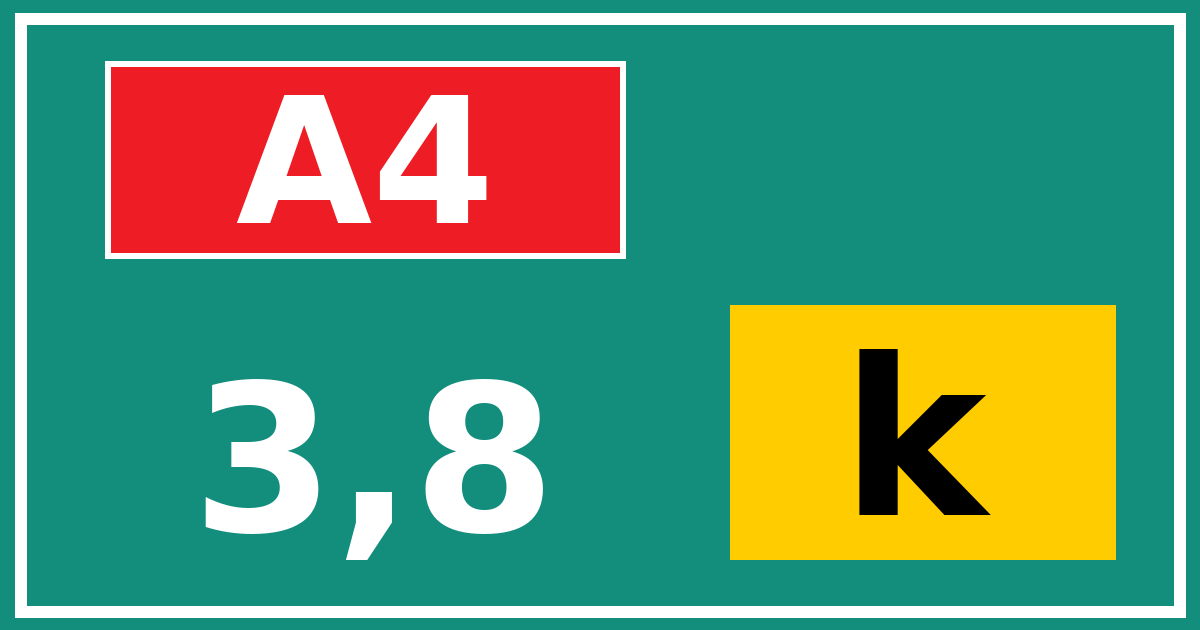 Hectometerbord A4 3,8 letter k